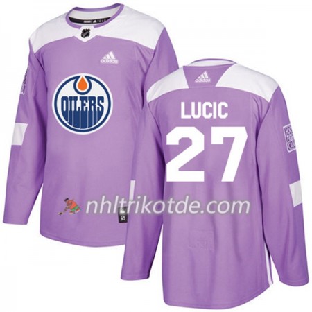 Edmonton Oilers Trikot Milan Lucic 27 Adidas 2017-2018 Lila Fights Cancer Practice Authentic - Herren